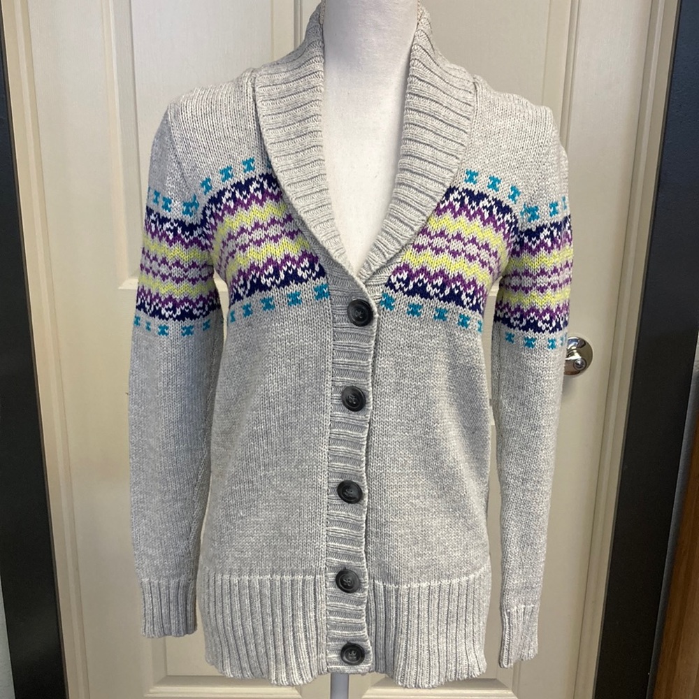 Old Navy Women’s Sweater Cardigan Shawl Collar Large Buttons Cotton Size Small